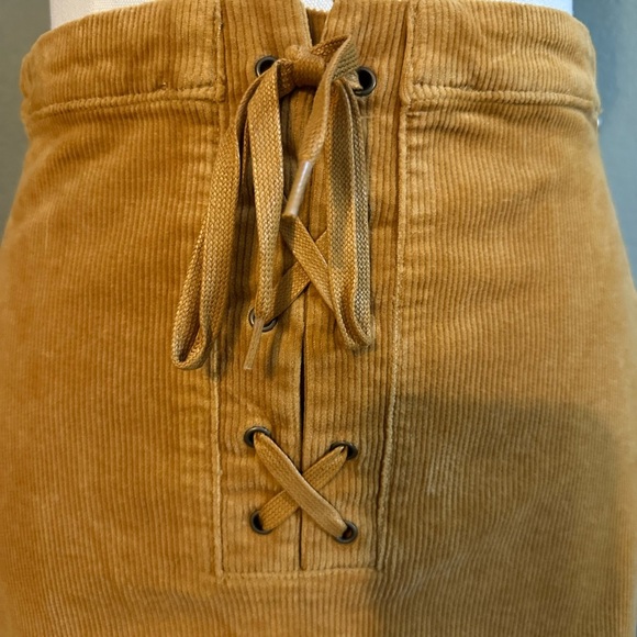 NWOT Corduroy Lace-Up Yellow Skirt - Picture 3 of 7